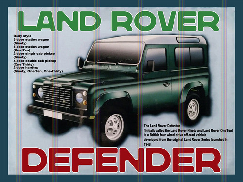 Land rover defender retro tin - land,